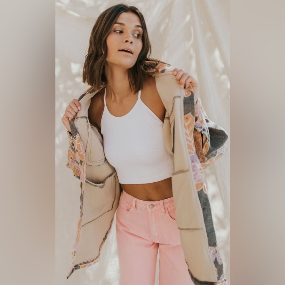 Free People - NWT Printed Ruby Jacket in Charcoal - Picture 4 of 12